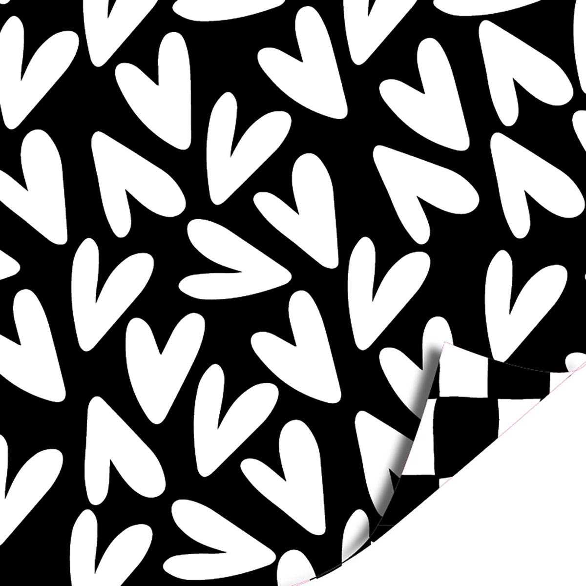Cadeaupapier ZwartWit Hartjes & Blokjes